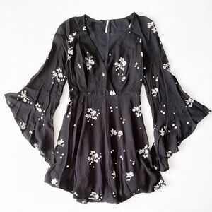 Free People Embroidered Bell Sleeve Dress
